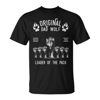 Papa Wolf Leader Of The Pack Custom T Shirt - Grandpa Gift - Thegiftio UK