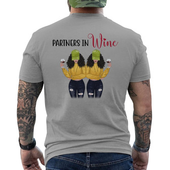 Partner In Wine Front View Besties Custom Back Print T-Shirt - Thegiftio UK