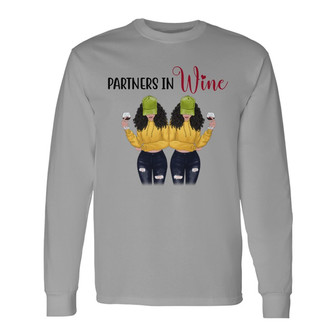 Partner In Wine Front View Besties Custom Long Sleeve Shirt - Thegiftio UK