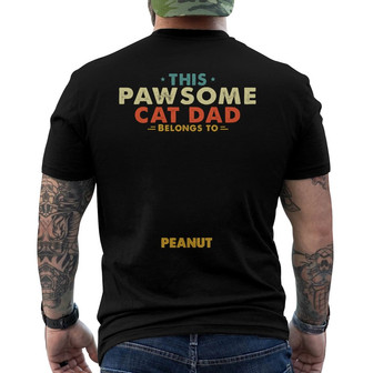 Pawsome Cat Dad Retro Custom Back Print T-Shirt - Gift for Cat Lovers - Thegiftio UK