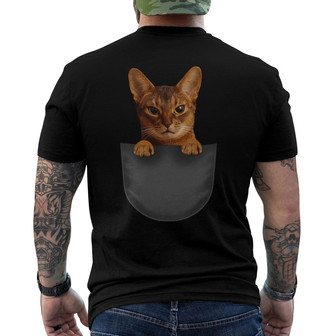 Peeking Cat Pocket Custom Back Print T-Shirt - Gift for Cat Lovers - Thegiftio UK
