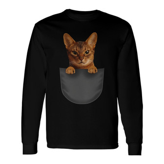 Peeking Cat Pocket Custom Long Sleeve Shirt - Gift for Cat Lovers - Thegiftio UK