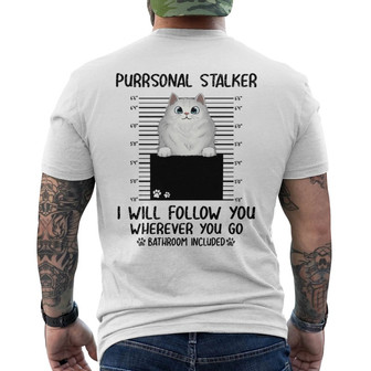 Peeking Cat Purrsonal Stalker Custom Back Print T-Shirt - Gift for Cats - Thegiftio UK