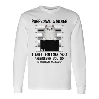 Peeking Cat Purrsonal Stalker Custom Long Sleeve Shirt - Gift for Cats - Thegiftio UK