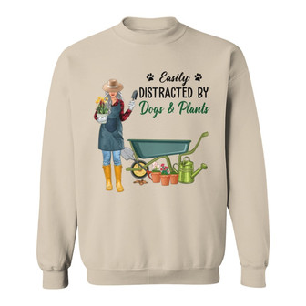 Peeking Dogs And Gardening Girl Custom Sweatshirt - Thegiftio UK