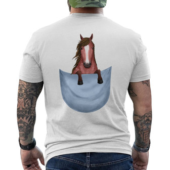 Peeking Horse Pocket Custom Back Print T-Shirt - Gift for Horse Lovers - Thegiftio UK