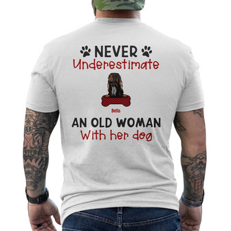 Personalized An Old Woman With Her Dog Back Print T-Shirt - Thegiftio UK
