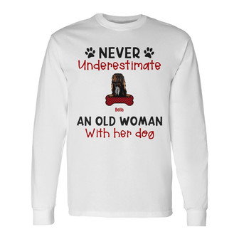 Personalized An Old Woman With Her Dog Long Sleeve Shirt - Thegiftio UK