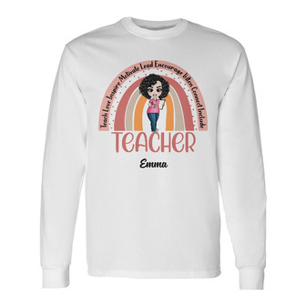 Personalized Back To School Teacher Rainbow Long Sleeve Shirt - Thegiftio UK
