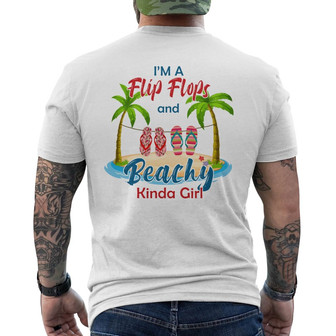 Personalized Beach Flip Flops Girl White Back Print T-Shirt - Thegiftio UK
