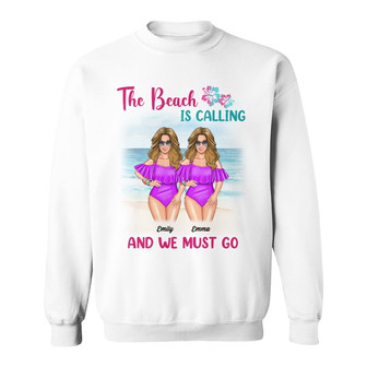 Personalized Beach Is Calling Friends Sweatshirt - Thegiftio UK