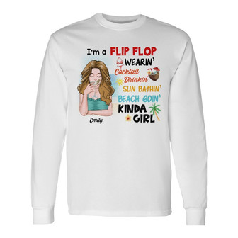 Personalized Beach Kinda Girl Long Sleeve Shirt - Thegiftio UK