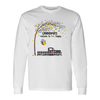 Personalized Bee Happy Mom Grandma Long Sleeve Shirt - Thegiftio UK