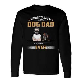Personalized Best Dog Dad Ever Long Sleeve Shirt - Thegiftio UK