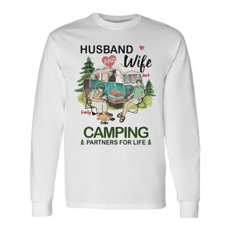 Personalized Camping Couple With Dog Long Sleeve Shirt - Thegiftio UK