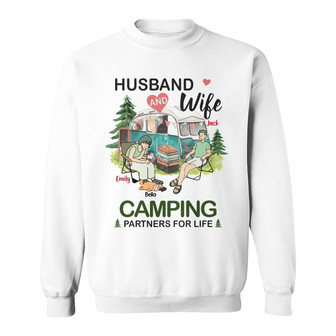 Personalized Camping Couple With Dog Sweatshirt - Thegiftio UK