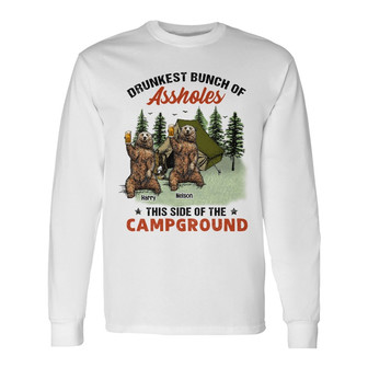 Personalized Camping Friends Bear Long Sleeve Shirt - Thegiftio UK
