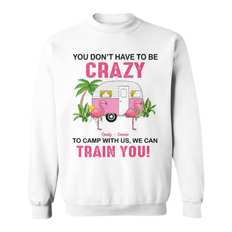 Personalized Camping Friends Flamingo Sweatshirt - Thegiftio UK