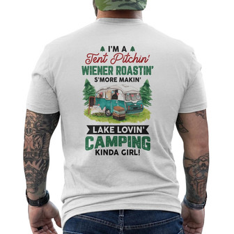Personalized Camping Girl White Back Print T-Shirt - Thegiftio UK