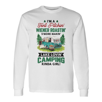 Personalized Camping Girl White Long Sleeve Shirt - Thegiftio UK