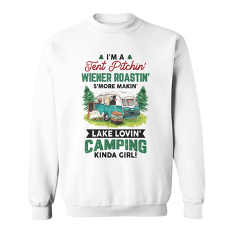 Personalized Camping Girl White Sweatshirt - Thegiftio UK