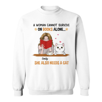 Personalized Cat And Books Sweatshirt - Thegiftio UK