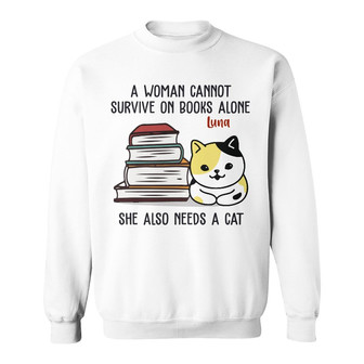 Personalized Cat And Books Sweatshirt - Thegiftio UK