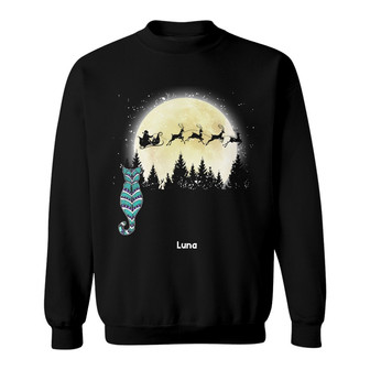 Personalized Cat Christmas Watching Santa Sweatshirt - Thegiftio UK