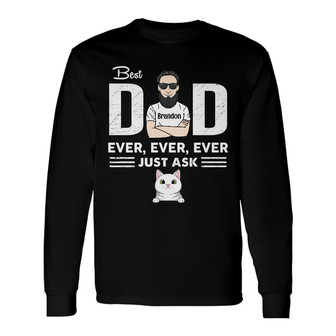 Personalized Cat Dad Grandpa Long Sleeve Shirt - Thegiftio UK