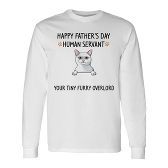 Personalized Cat Dad Human Servant Long Sleeve Shirt - Thegiftio UK