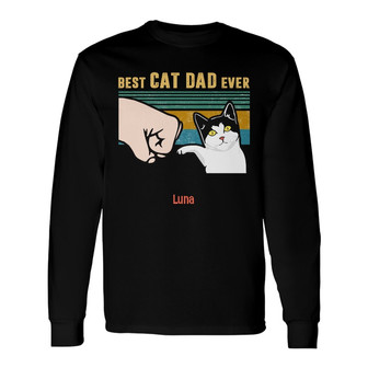 Personalized Cat Dad Long Sleeve Shirt - Thegiftio UK