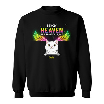 Personalized Cat Memorial Heaven Is A Beautiful Place Sweatshirt - Thegiftio UK