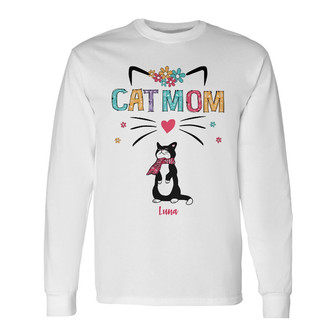 Personalized Cat Mom Grandma Long Sleeve Shirt - Thegiftio UK