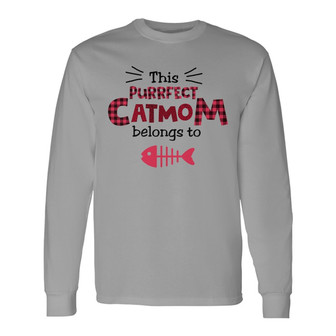 Personalized Cat Mom White Long Sleeve Shirt - Thegiftio UK