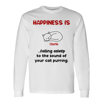 Personalized Cat Purring Long Sleeve Shirt - Thegiftio UK