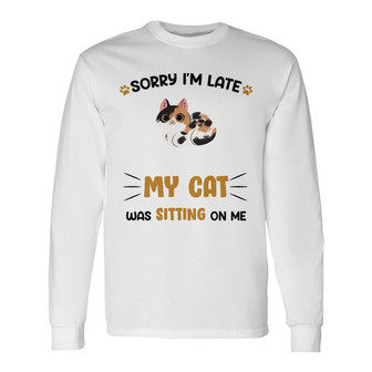 Personalized Cat Sitting On Me Long Sleeve Shirt - Thegiftio UK