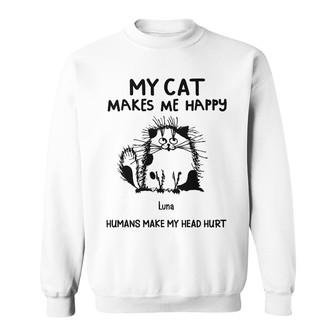 Personalized Cats Make Me Happy Sweatshirt - Thegiftio UK