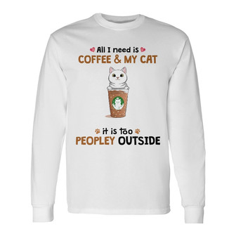 Personalized Coffee Cat Mom Grandma Long Sleeve Shirt - Thegiftio UK