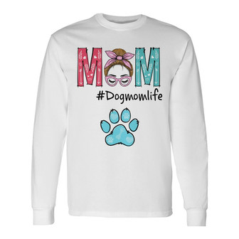 Personalized Colorful Paw Dog Cat Mom Grandma Long Sleeve Shirt - Thegiftio UK
