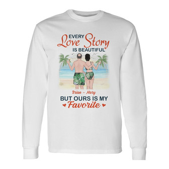 Personalized Couple Beach Love Story Long Sleeve Shirt - Thegiftio UK