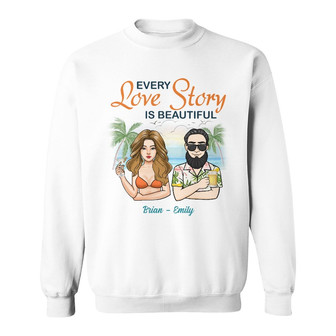Personalized Couple Beach Love Story Sweatshirt - Thegiftio UK