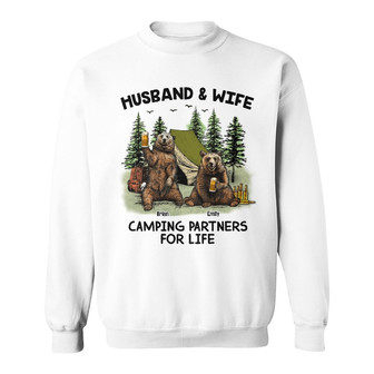 Personalized Couple Bear Husband Wife Camping Sweatshirt - Thegiftio UK