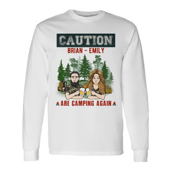 Personalized Couple Camping Funny Long Sleeve Shirt - Thegiftio UK