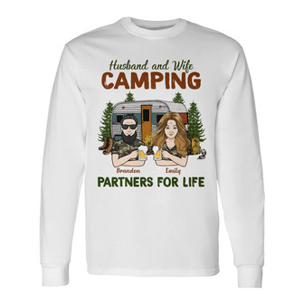 Personalized Couple Camping Partners For Life Long Sleeve Shirt - Thegiftio UK