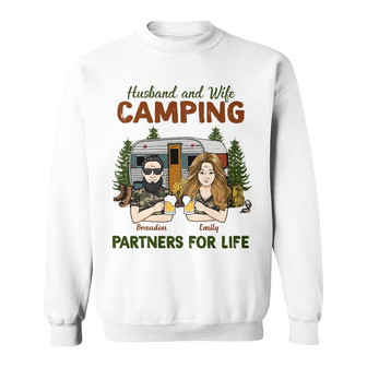 Personalized Couple Camping Partners For Life Sweatshirt - Thegiftio UK