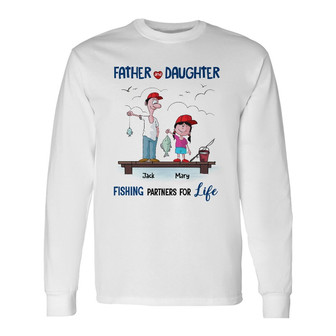 Personalized Dad And Daughter Fishing Partners Long Sleeve Shirt - Thegiftio UK