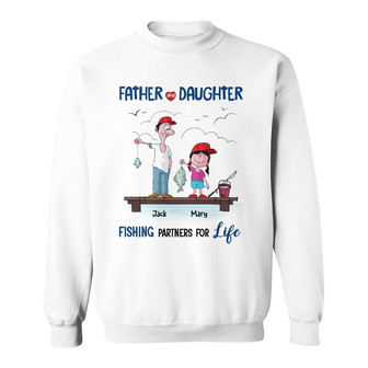 Personalized Dad And Daughter Fishing Partners Sweatshirt - Thegiftio UK