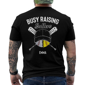Personalized Dad Baseball Softball FD Black Back Print T-Shirt - Thegiftio UK