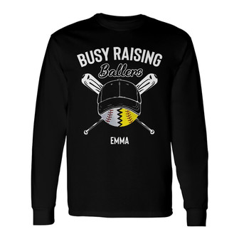 Personalized Dad Baseball Softball FD Black Long Sleeve Shirt - Thegiftio UK