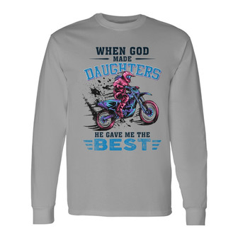 Personalized Dad Dirtbike FD White Long Sleeve Shirt - Thegiftio UK